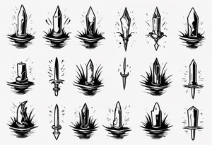 Dagger falling in a puddle tattoo idea