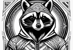 raccoon wearing a Superman hoodie tattoo idea