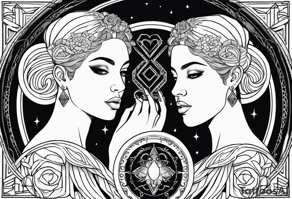 I want an image of Aries man, Cancer woman and Libra that balances these two. tattoo idea