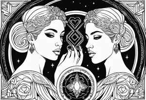 I want an image of Aries man, Cancer woman and Libra that balances these two. tattoo idea