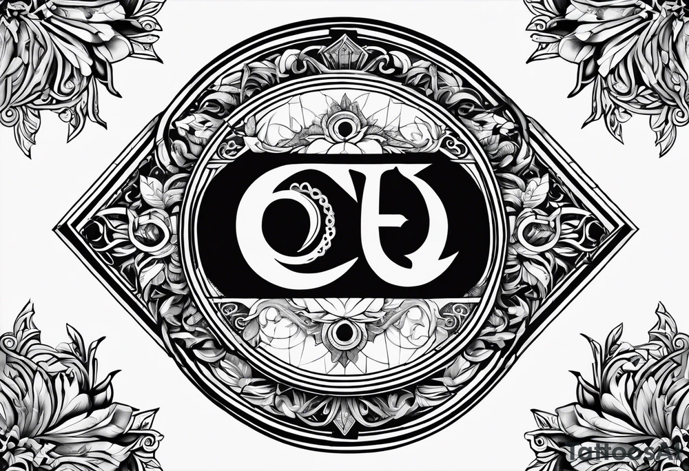 Greek Capital Letter Omega symbol black magic style tattoo idea