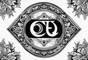 Greek Capital Letter Omega symbol black magic style tattoo idea