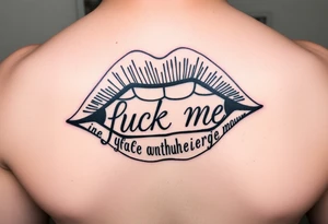 Set of lips with the words fuck me written in them tattoo idea