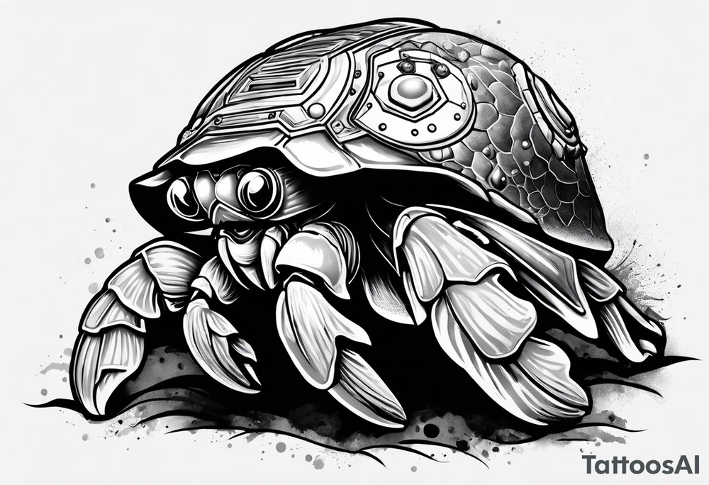 hermit crab wearing a storm trooper helmet tattoo idea