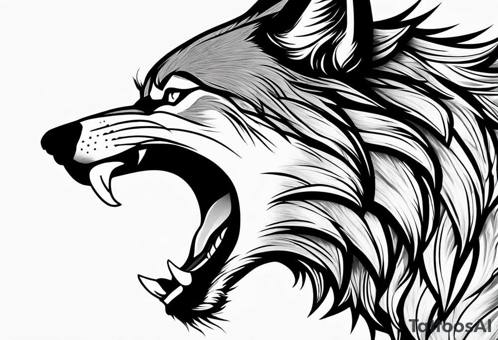 angry alpha wolf tattoo idea