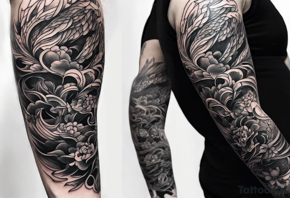 extreme twisted detangled tissue arm tattoo idea