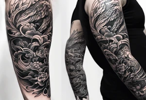 extreme twisted detangled tissue arm tattoo idea