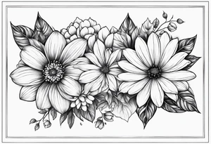 September month flower and April month flower meeting together horizontally tattoo idea