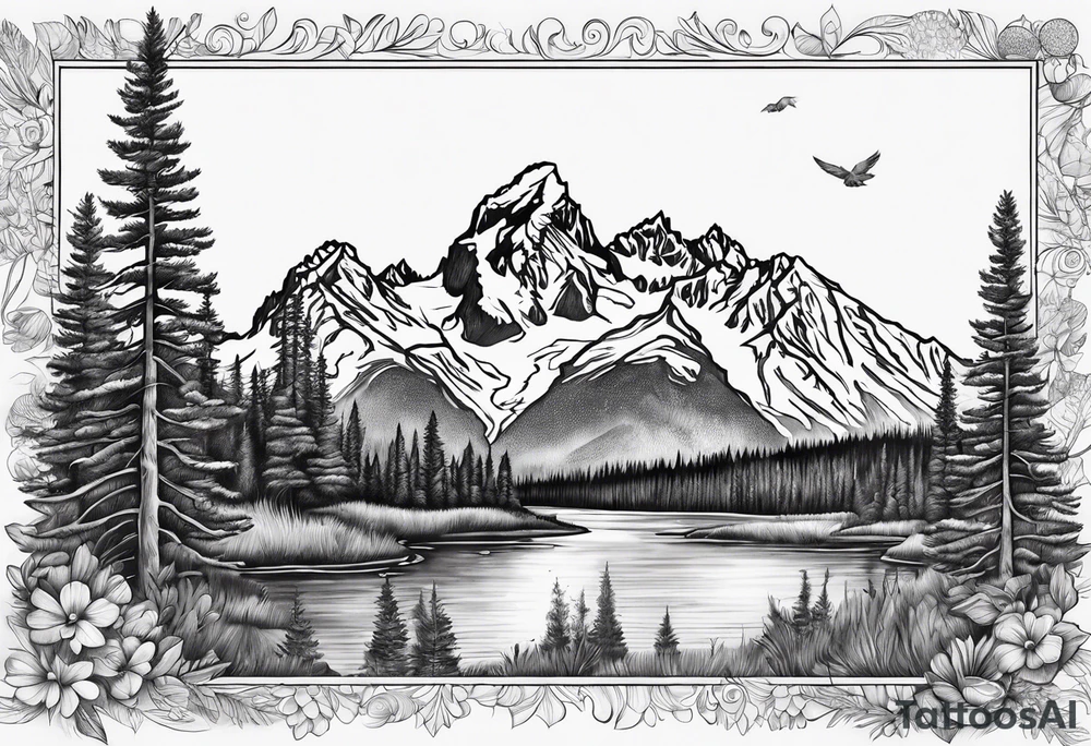 grand teton sleeve tattoo idea