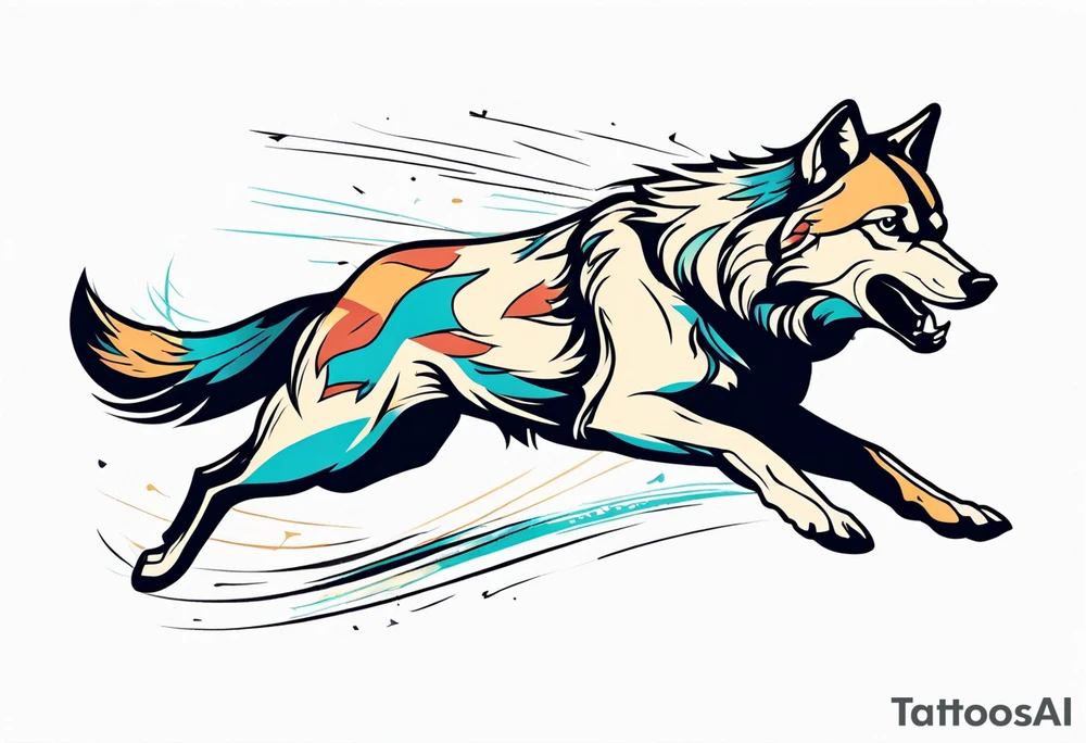 Wolf running tattoo idea
