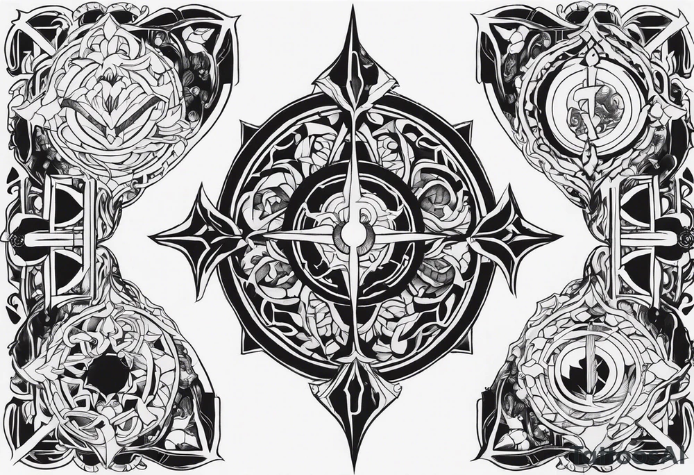 I want a full sleeve berserk cyber sigilism tattoo idea