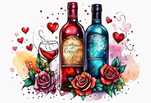 Love spilling out of an uncorked bottle tattoo idea