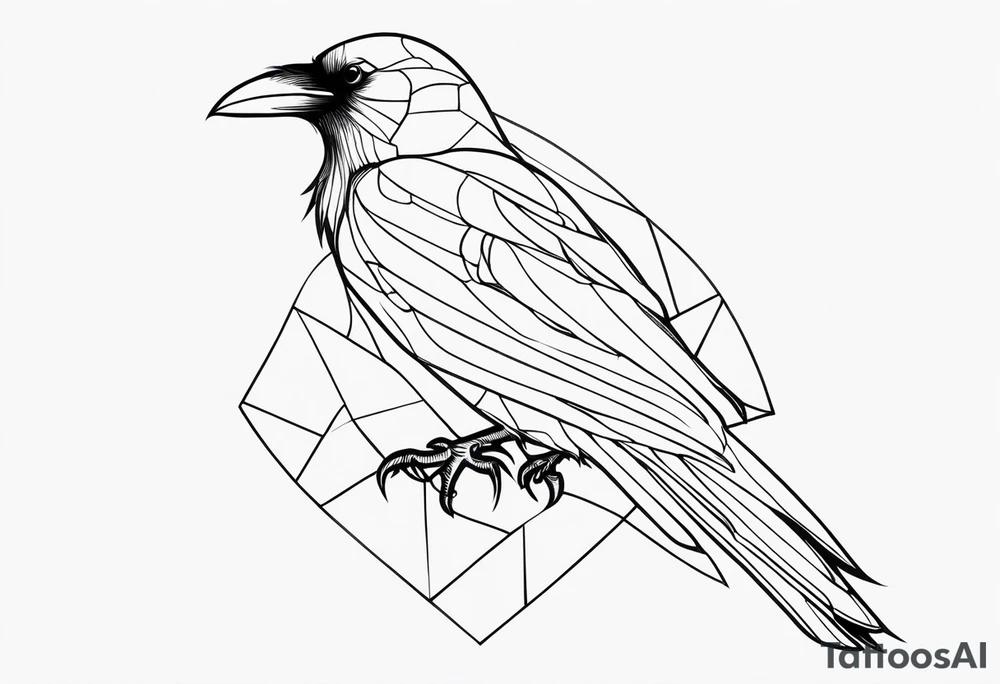 outline of a tall Raven tattoo idea