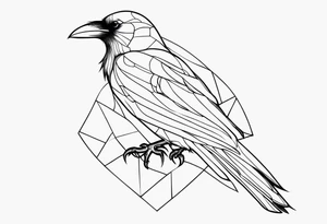outline of a tall Raven tattoo idea