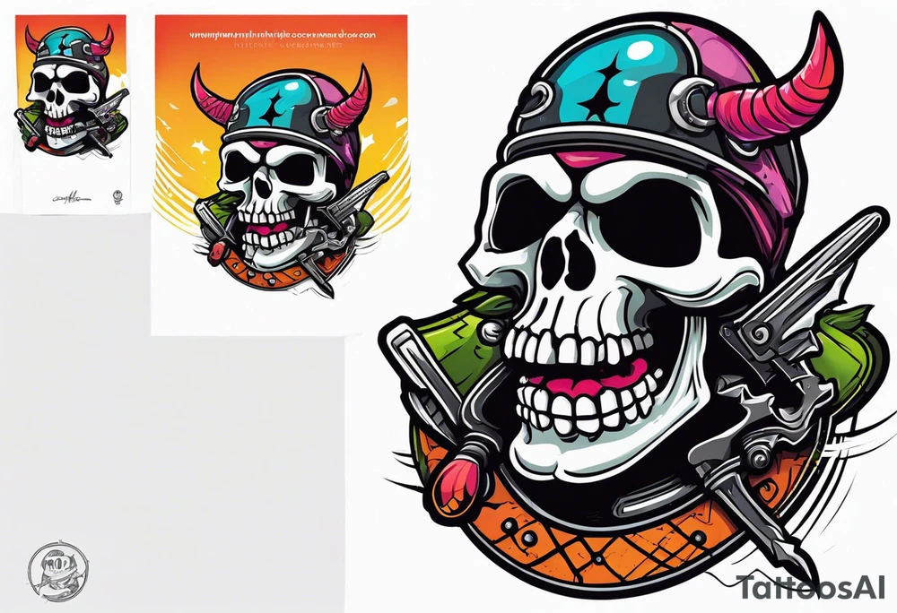 Chopper skull tattoo idea