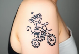 cheeky monkey on a dirt bike wearing goggles tattoo idea