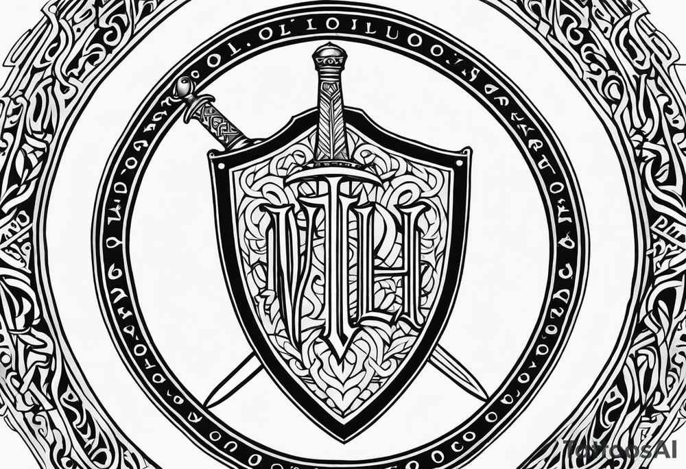 Valhalla shield sword tattoo idea
