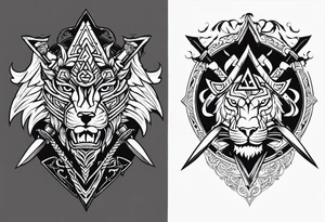 Valhalla  sword shield axe Valknut  dragon lion tattoo idea