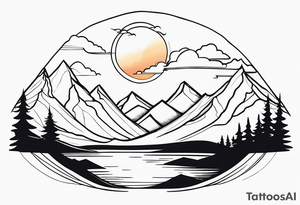 Sunset Over Mountains tattoo idea