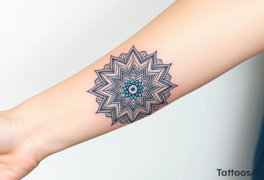 intricate mandala with sacred geometry and cosmic elements tattoo idea