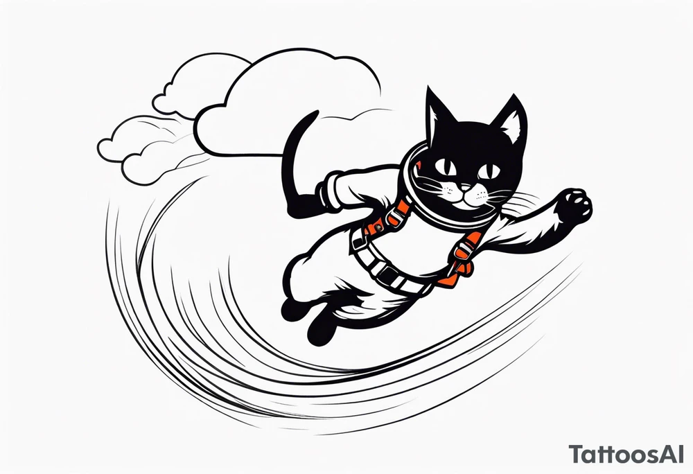a cat going skydiving tattoo idea