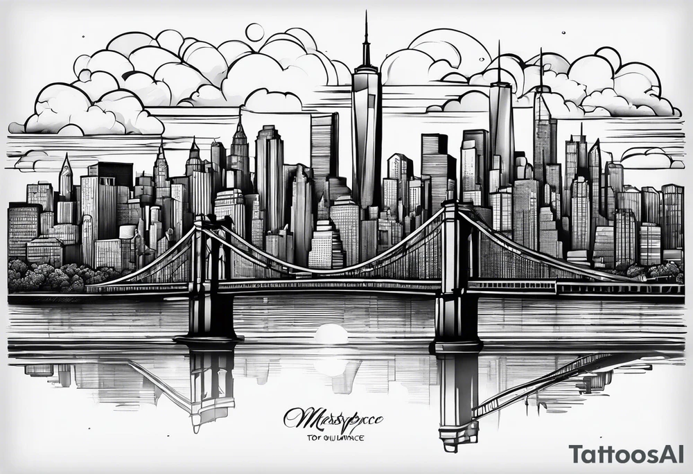 standing in the distance from NYC skyline tattoo idea