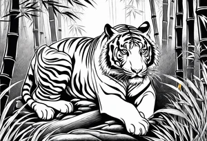 Crouching Tiger in bamboo forest tattoo idea