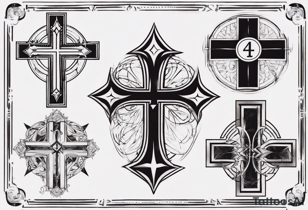Cross with the number 4 tattoo idea