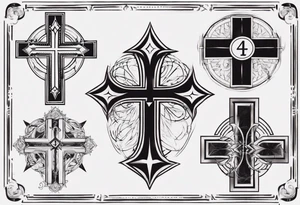 Cross with the number 4 tattoo idea