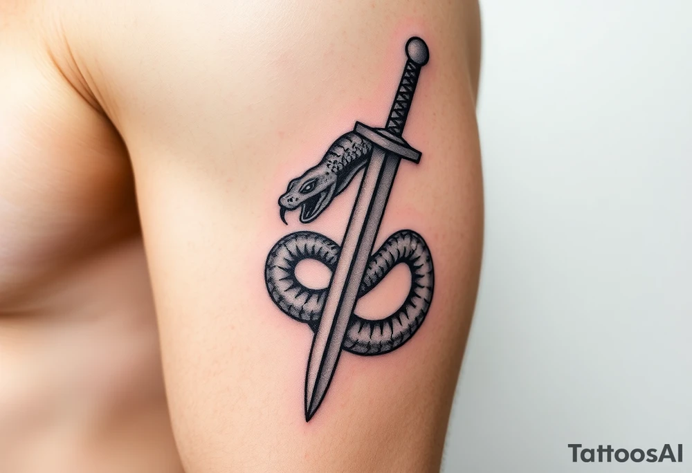 a snake crawl on a sword. tattoo idea