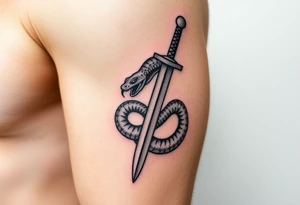 a snake crawl on a sword. tattoo idea