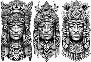 Aztec tribal sleeve tattoo idea