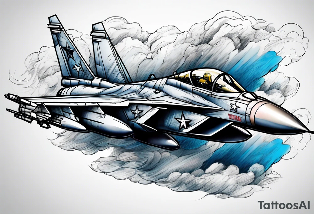 Fighter jet in a storm tattoo idea