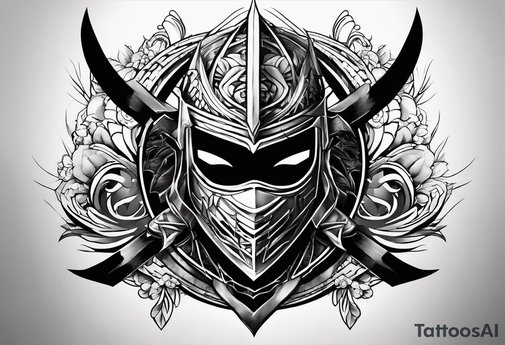 the letters A R in the middle of a ninja headband tattoo idea