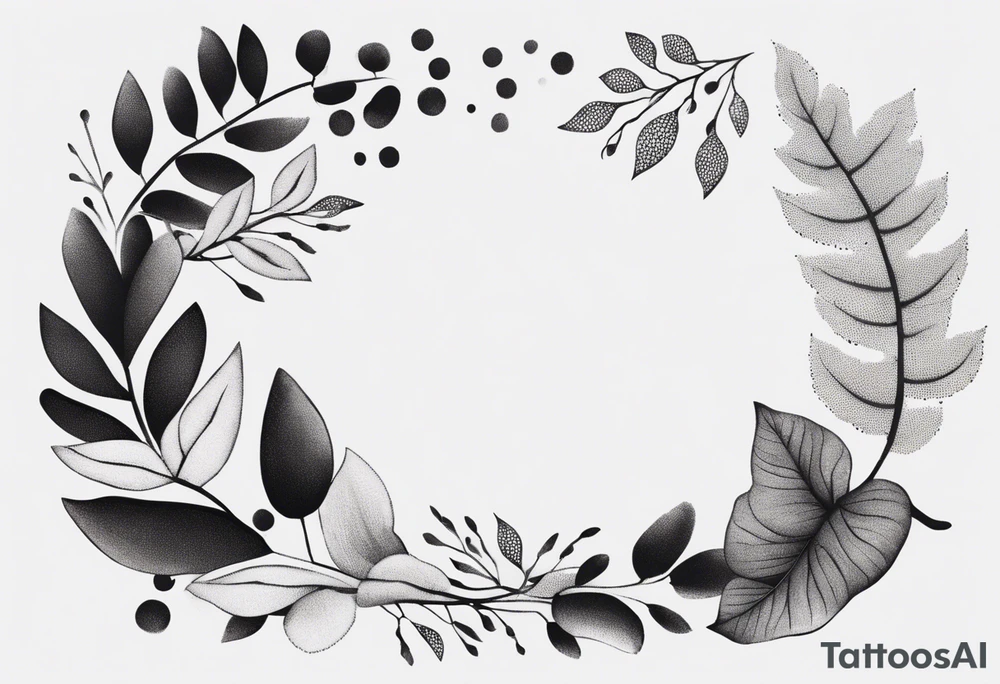 Create a delicate tattoo with beautiful flowing and delicate leaves in fineline minimalistic style tattoo idea