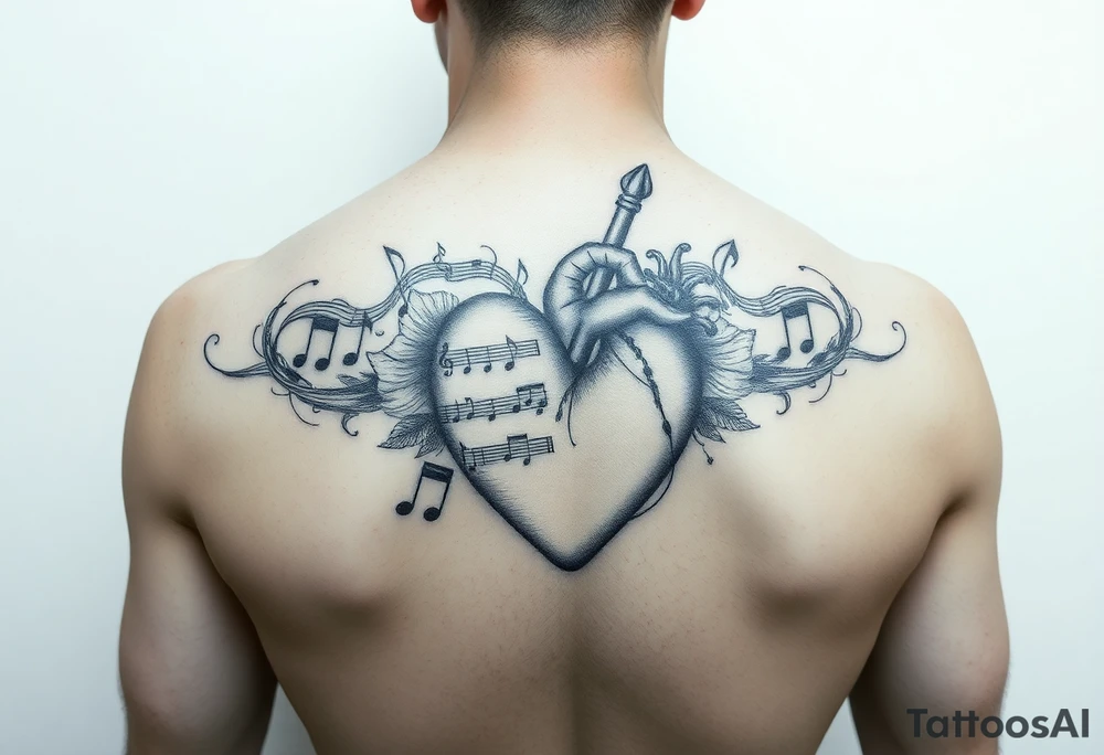 Note musicali legate al mio cuore innamorato tattoo idea