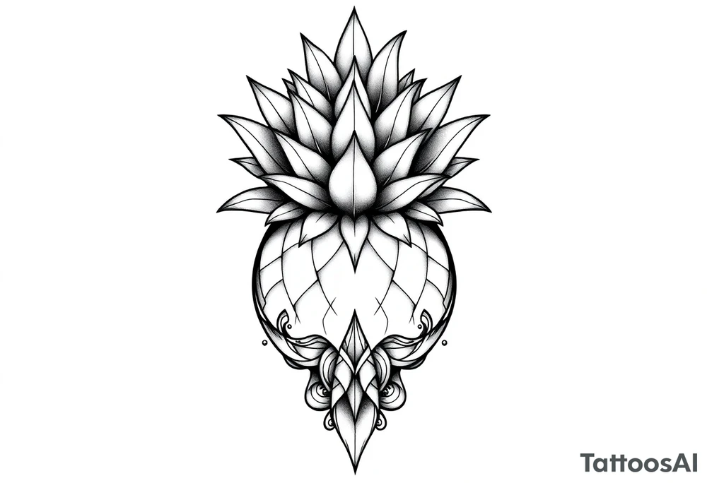Bushy crown pineapple vagina, design to go over vagina , erotic vagina area design, anus to be at the bottom tattoo idea