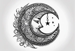 Crescent moon and freedom tattoo idea