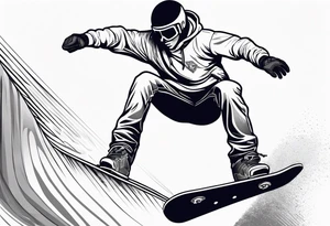 snowboarder hitting a rail of a broken humerus bone tattoo idea