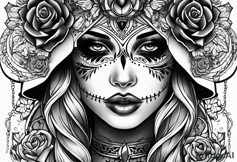 muertos style girl tattoo idea