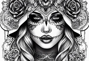 muertos style girl tattoo idea