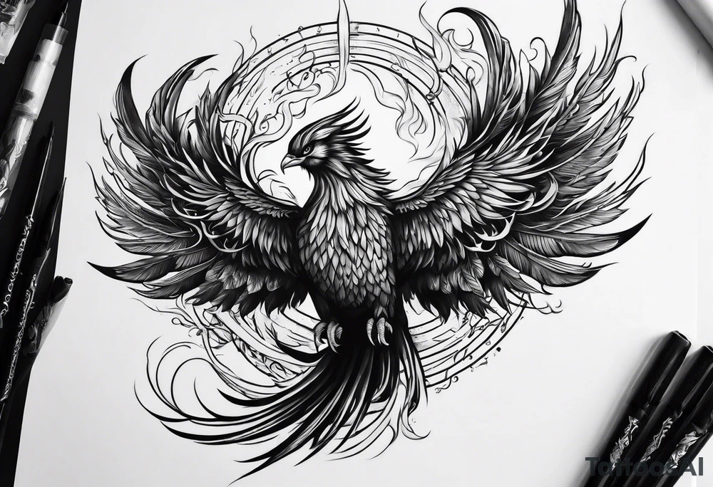 Phoenix raising from ashes tattoo idea