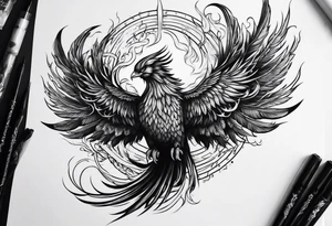 Phoenix raising from ashes tattoo idea