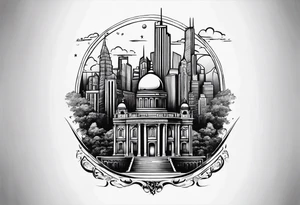 Skyline Black and white tattoo idea
