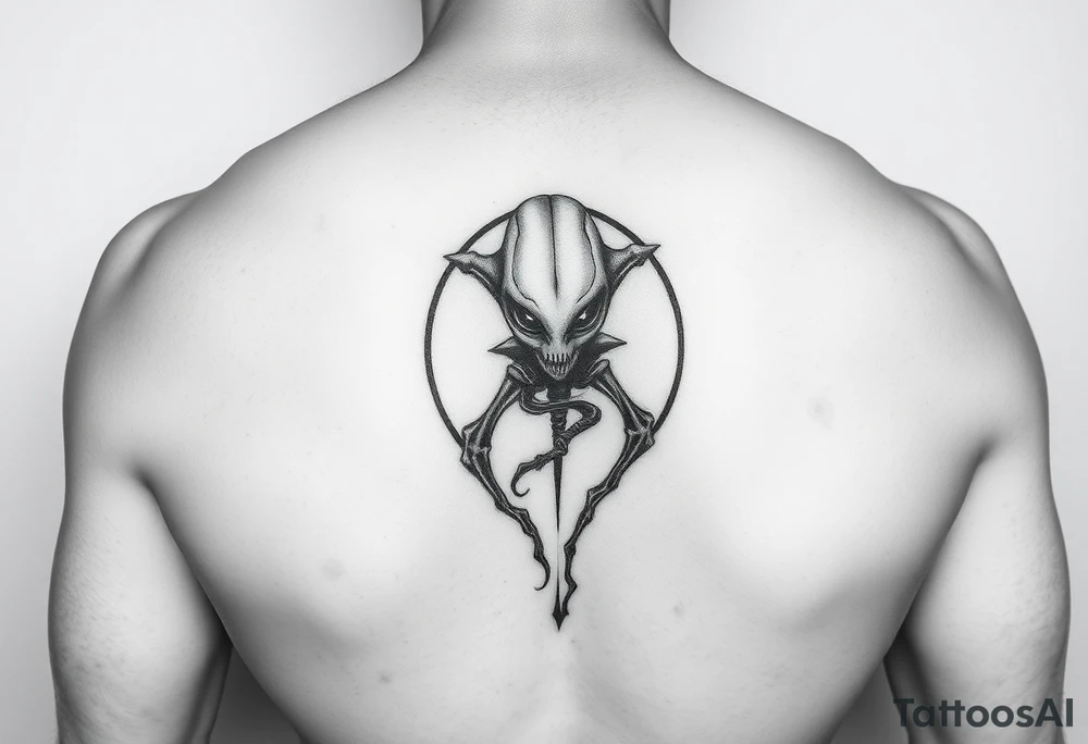 Alien surrounding belly button tattoo idea