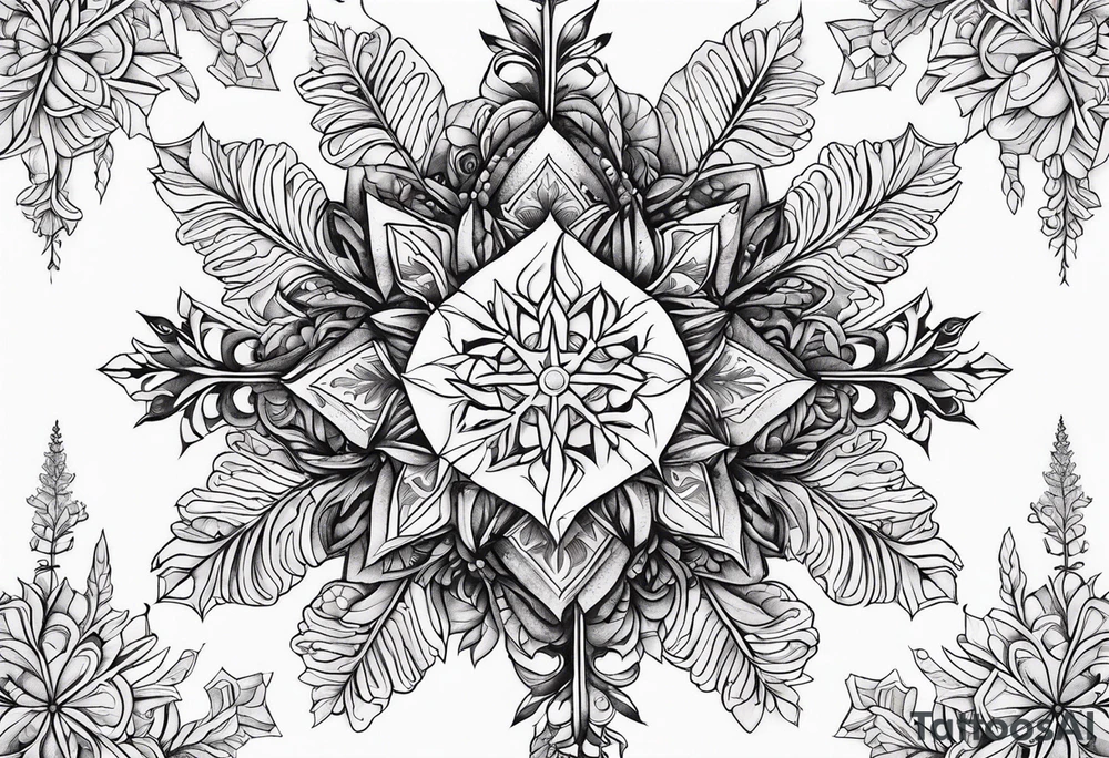 Animal cute , celestial, cross, snowflake tattoo idea