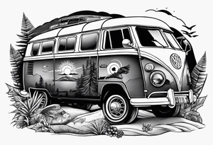Beach hills plane rugby ball book campervan wine bottle tattoo idea