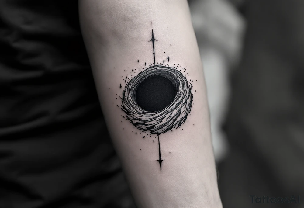 2 different worlds on both sides of a black hole tattoo idea