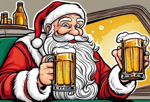 SANTA DRINKING A LARGE PINT OF BEER tattoo idea