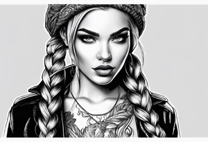 Bikergirl with dutch braids auf den unterarm tattoo idea